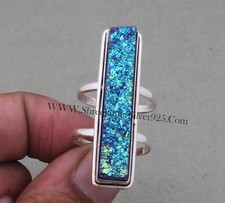 925 Sterling Solid Silver Rings-Druzy Gemstone Ring-Amazing Druzy Ring Jewelry