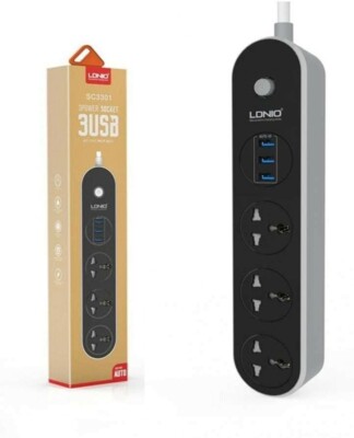 Power Strip With 3 Smart USB Charge & 3 Universal Plug LDNIO SC3301 Home Office 