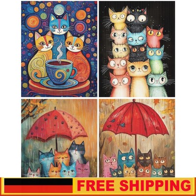Full Embroidery Eco-cotton Thread 11CT Printed Cat Cross Stitch Kit Art DE