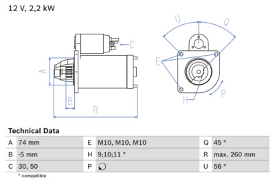 BOSCH 0 986 016 950 Starter for CITROEN,PEUGEOT
