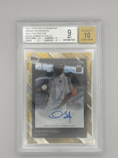 Roberto Ayala Auto 1/1 2025 Topps Focus Argentina BGS9 Auto10