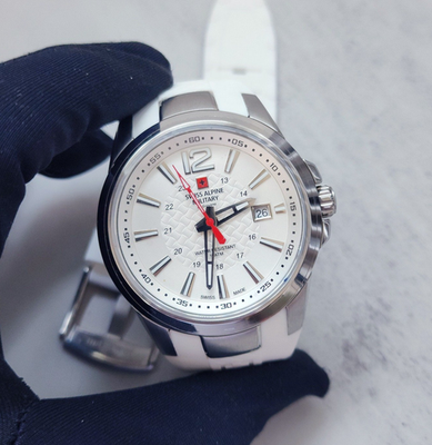 #ad Swiss Alpine Military White Dial Date Silicone Band Swiss Watch 7058.1833 $159.99