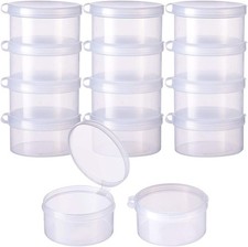 12 Pack round Clear Plastic Bead Storage Containers Box Case with Flip-Up Lids f