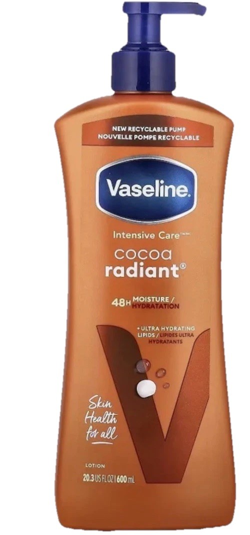 Lait corps Vaseline Intensive Care Cocoa Radiant 600ml pour hydratation quotidienne
