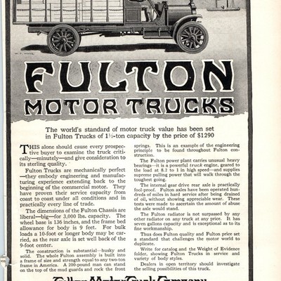 1917 Fulton Motor Truck Farmingdale Long Island NY Vintage 1.5-Ton Commercial Ad