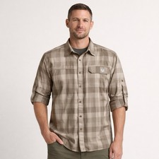 Wrangler Men's Utility Shirt XL Wicking Roll Tab Sleeve Button Front Outdoor
