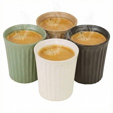 Ribbed Stoneware Espresso Mugs 150ml Coffee Lover Gift Box Set Housewarming