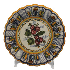 Hand-Painted Ceramic Scalloped Plate | Spanish / Mexican Talavera Style