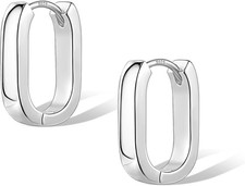 925 Sterling Silver Earrings Small Chunky Silver Hoop Earrings for Women Trendy