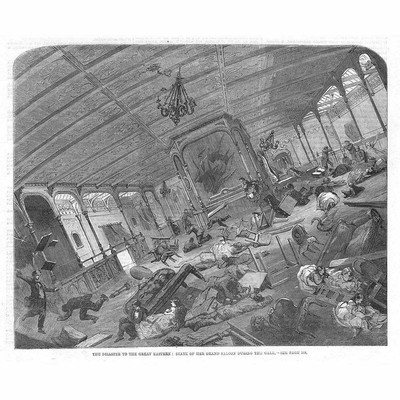Grand Saloon of The Great Eastern Ship during a Gale - Antique Print 1861