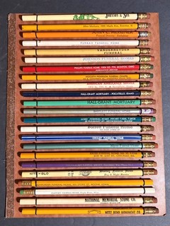 1930s 1950s Vtg LOT OF 23 Old FUNERAL HOME Advertising AD PENCIL Pencils