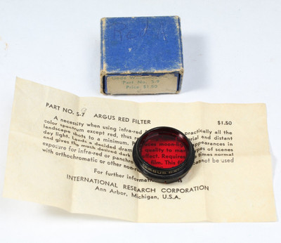ARGUS S-9 RED SLIP-ON FILTER W BOX & INSTRUCTIONS FOR ARGUS A CLEAN GLASS