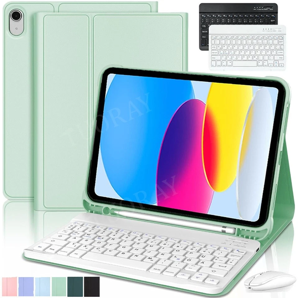 Tastatur Hülle Mit Stifthalter für iPad 11/10/9/8/7th A16 Air 6/5 Pro 11 QWERTZ - Bild 3 von 4