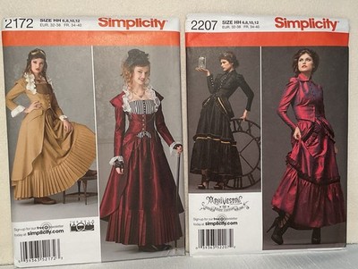 Simplicity patterns 2207 & 2172 Victorian Steampunk Dress New size 6-12 cosplay