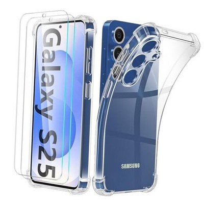 Jasmease for Samsung Galaxy S25 Case with Screen Protector [2 Pack], Crystal 