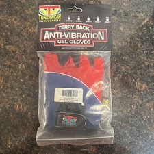 Terry Back Fingerless Anti-Vibe w/Genuine Leather  AV Gel in Palm 2 Pack Medium