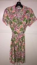 UNTUCKit Julie Shirt Dress  Multicolor Palm Floral Belted Short Sleeve , 6