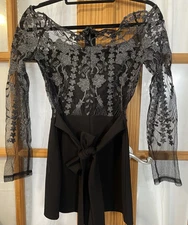 The Sang Floral Lace Romper Women’s M Off The Shoulder Black Clubwear Whimsigoth