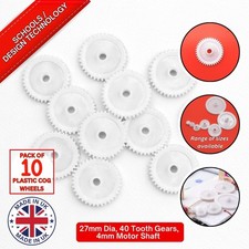 Pack of 10, 27 mm Dia Plastic Cog Wheels, 4mm Motor Shaft, 40 Tooth Gears S7093