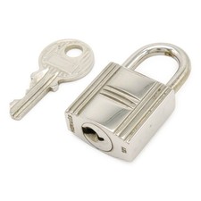 HERMES No.121 Padlock Charm Silver Metal Key Included Pre-owned