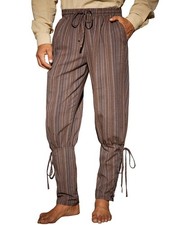 Runcati Mens Medieval Renaissance Pants Striped Pirate Costume Medium, Brown