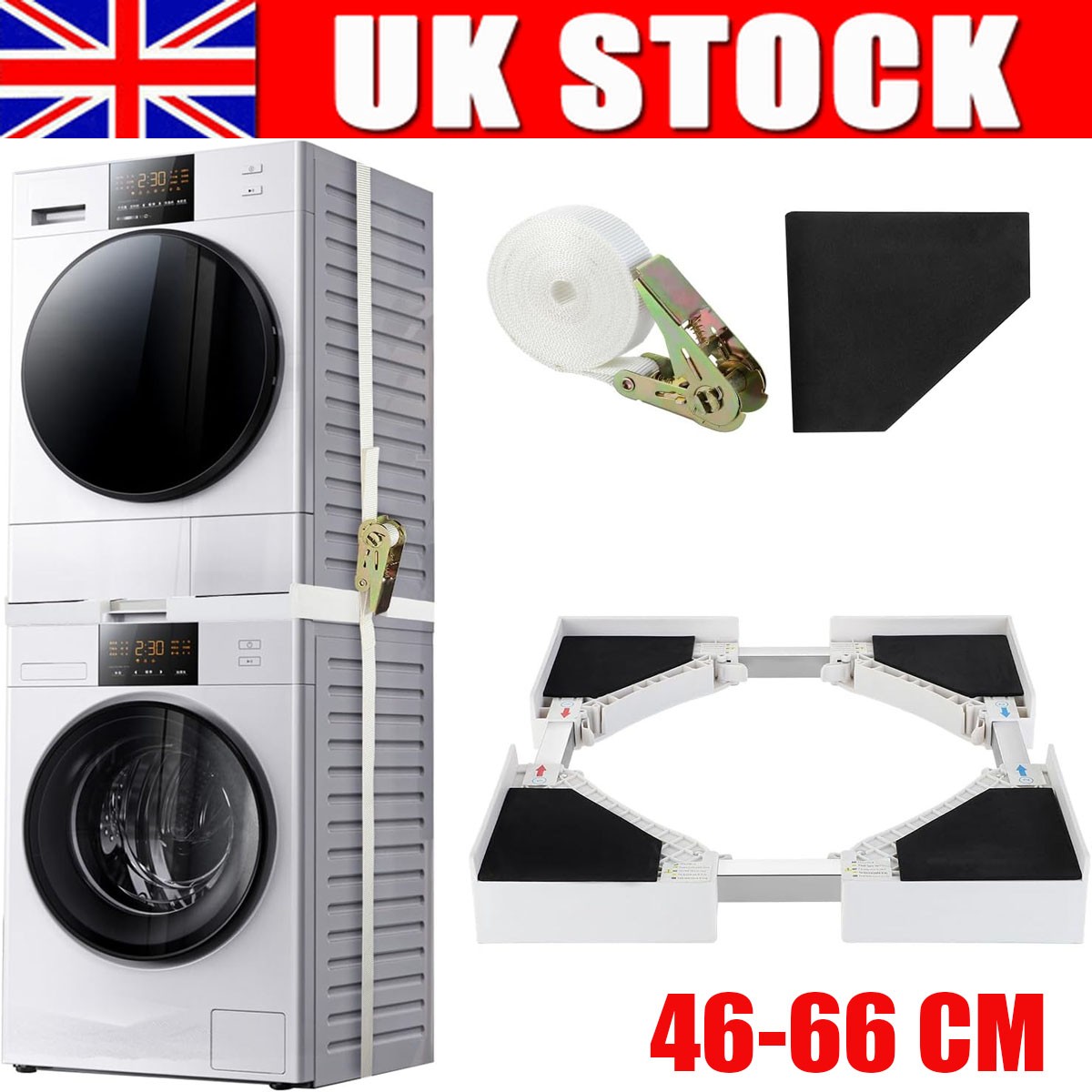 Stacking Kit for Washing Machines Washer Tumble Dryer Shelf Stacker Kit
