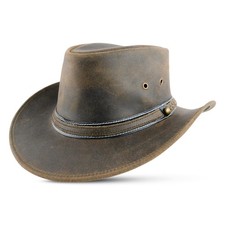HADZAM Leather Cowboy hat Shapeable into Outback hat, Australian Hats for Men...