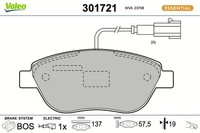 Bremsbelagsatz Scheibenbremse Essential Valeo 301721 FüR Fiat Punto Abarth Opel