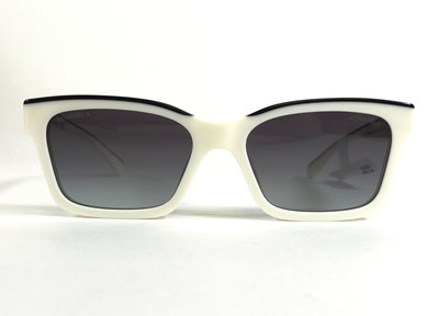 Chanel Sunglasses 5417-A c.1763/S6 White Black Cat Eye with Gradient Gray Lenses
