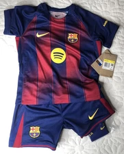 NWT Official Nike Barcelona FCB Soccer Jersey Shorts Socks Set Kids Small Yamal