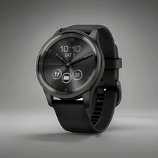 Garmin Vivomove Trend Hybrid Watch Slate Black w/ Silicone Band EXCELLENT