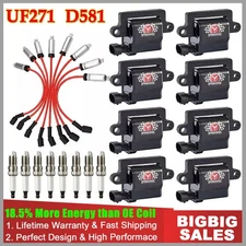 8X Ignition Coil & Spark Plug & WiresSet For Chevy GMC 4.8L 5.3L 6.0L 8.1L UF271
