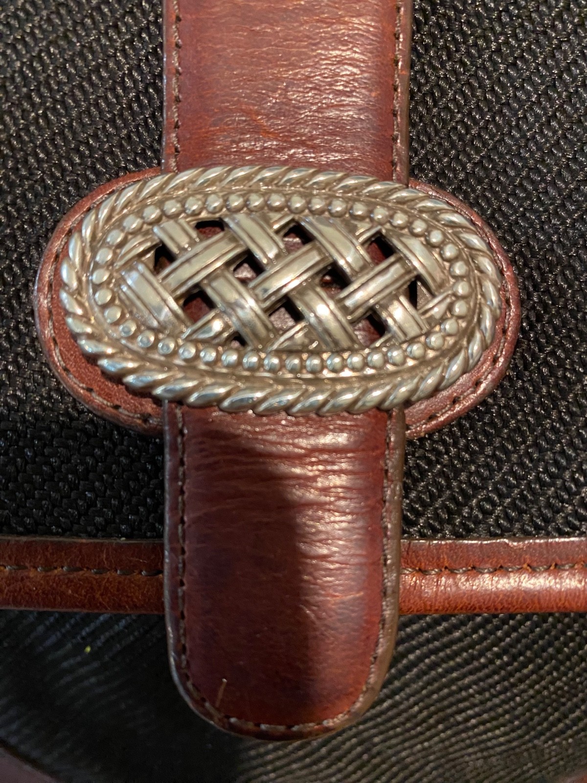 Brighton Vintage Shoulder Bag Brown Black Leather Canvas Messenger Purse thumbnail 9