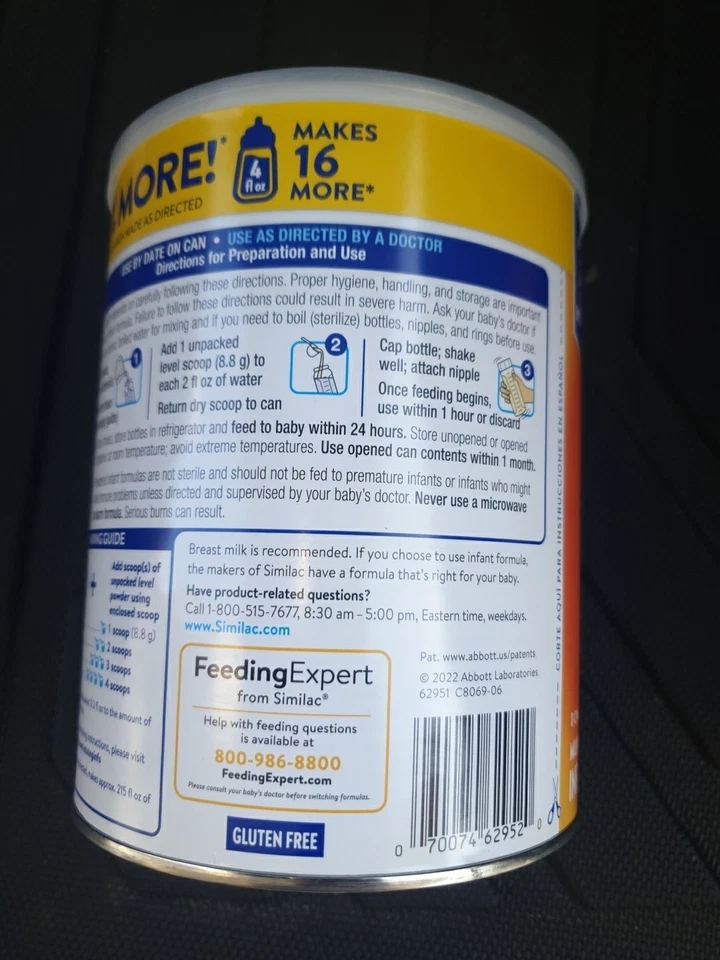 SIMILAC SENSITIVE DHA, FÓRMULA INFANTIL À BASE DE LEITE 29,8 oz Expira (01/12/2025) - Imagem 3 de 4