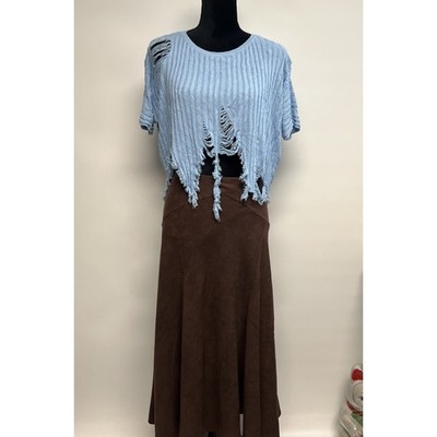 Destroyed Oversized sweater Cropped Womens Large Top Grunge Indie Boho