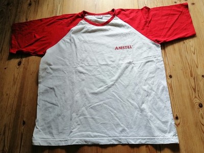 Amstel T-Shirt Gr. L Fussball Muster weiß Vintage