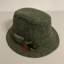 Hanna Hats Donegal Tweed Walking Hat Green Wool Medium