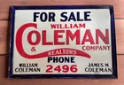 Vintage Asheville NC Coleman Realty Tin Sign 4 Digit Telephone Number 1930’s?