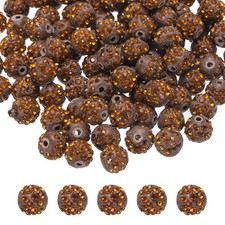 100pcs 10mm Brown Rhinestone Polymer Fancy Beads for DIY Jewelry Making