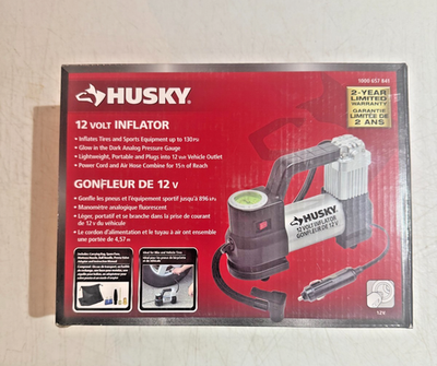 #ad Husky 12 Volt Portable Inflator w Pressure Gauge for Tires NEW $59.99