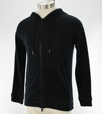 JOHN VARVATOS Black Doubleknit Full Zip Cotton Blend Hoodie XS NWT