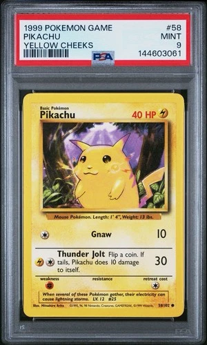 Pokémon TCG Pikachu Yellow Cheeks Base Set 1999 #058/102 PSA 9 Regular Common