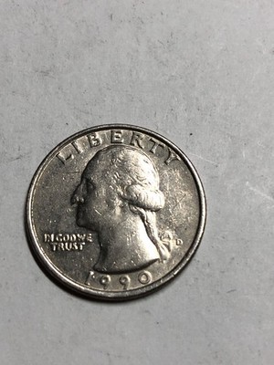 1990 D Mint Mark George Washington Quarter Double Die Error!see pictures   #Q604