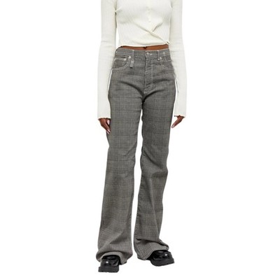 R13 Jane Damen Jeans 27 Bedruckt Glen Kariert Stretch Flared Gerades Bein RRP699