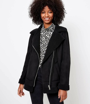 faux suede aviator jacket