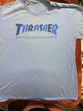 Thrasher Skateboard Magazine T-Shirt Mens Large Baby Blue Logo