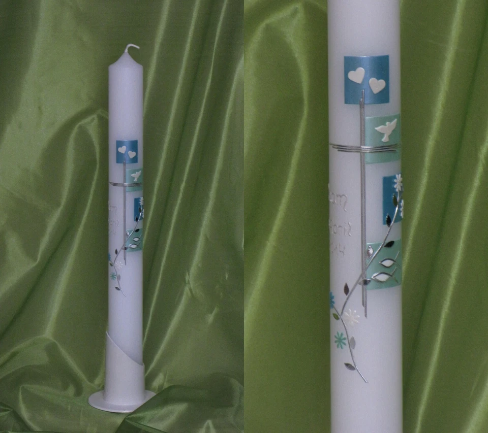 SILKES-KERZENLADEN Kommunionkerze / Taufkerze ♥ reine Handarbeit ♥ - inkl. Beschriftung ! P 74