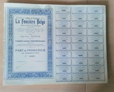 Lot von 100 Stück - La Fonciere Belge - Part de Fondateur Juli 1931 EF/VF
