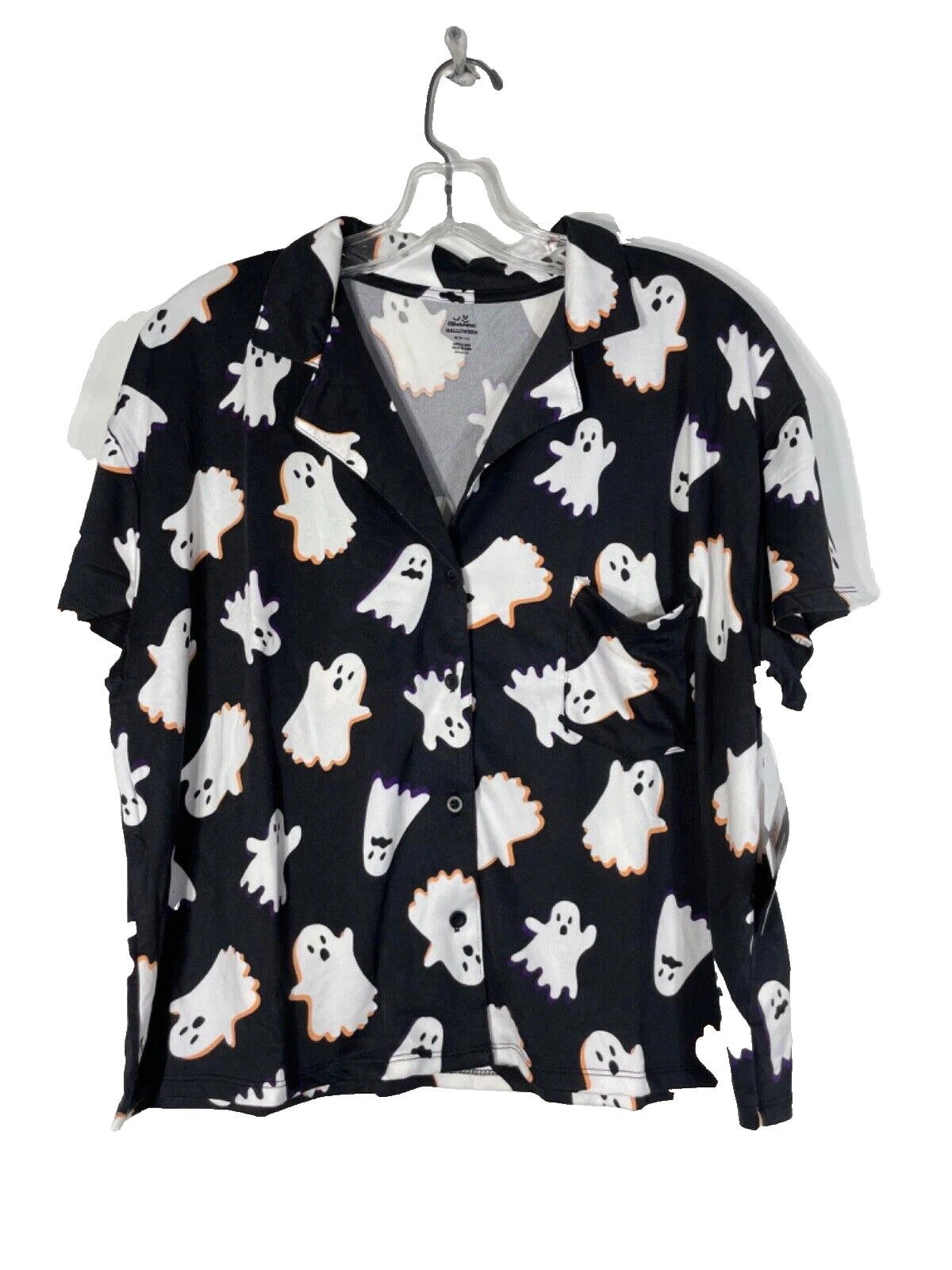 Womens Ghost Print 2-Piece Pajama Set Large 12-14 Top & Shorts