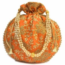 HANDMADE TRADITIONAL ETHNIC CLUTCH SILK POTLI BATWA POUCH BAG FOR WOMEN GIRLS